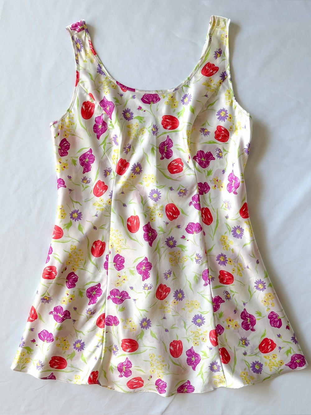Vintage 90s Y2K Satin Floral Mini Dress